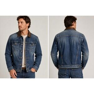 MCS We The People Mens XXL Denim Jacket Leather Collar Western Trucker